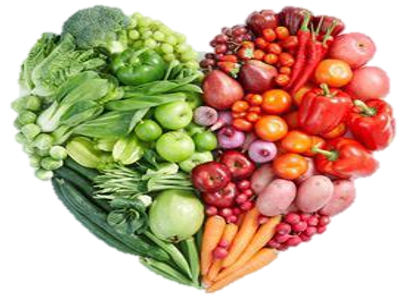 red and green heart made of vegetables